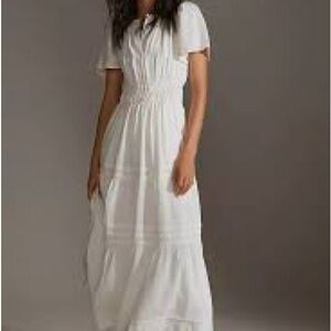 Anthropologie white linen Somerset dress